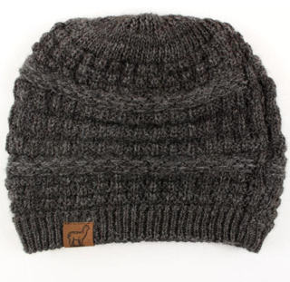 Textured Alpaca Slouch Beanie - Grey