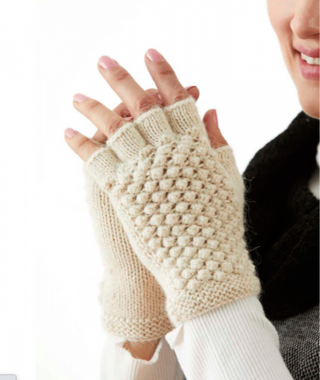 TEXTURED FINGERLESS ALPACA GLOVES