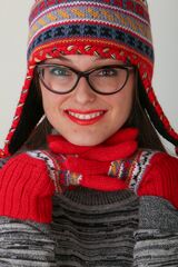 Peruvian Alpaca Chullo hats and glove sets