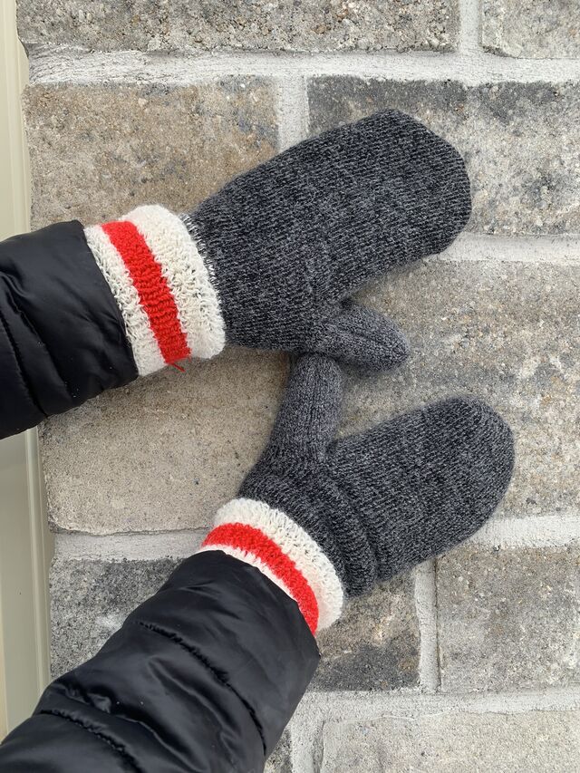 Alpaca Thermal Mittens Striped