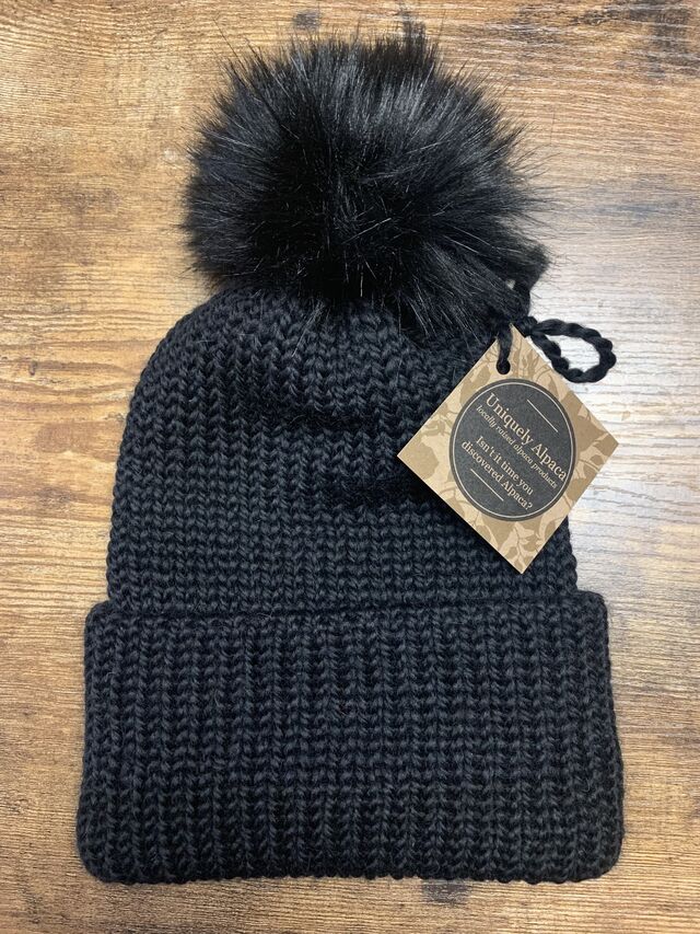 Alpaca rolled rimmed double knit hat