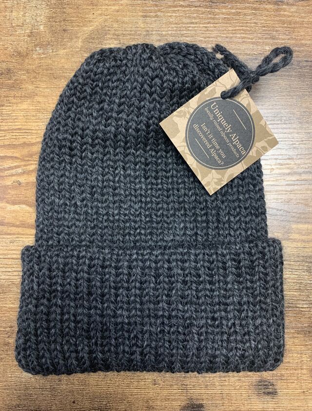 Alpaca rolled rimmed double knit hat